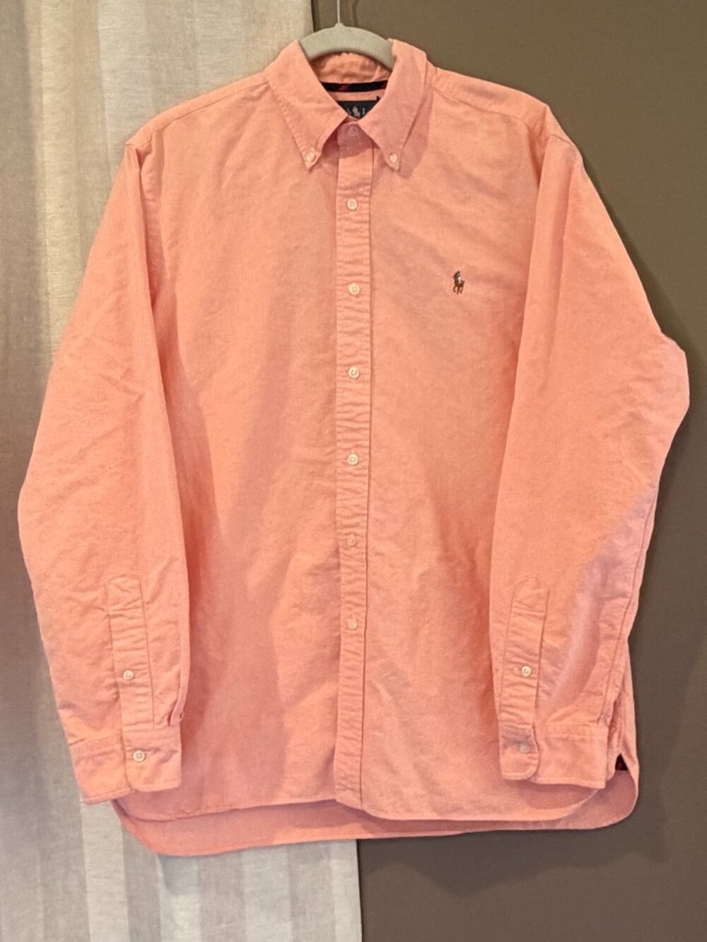 Ralph Lauren Pink Oxford Button Down Classic Fit Pony Preppy, Size Large